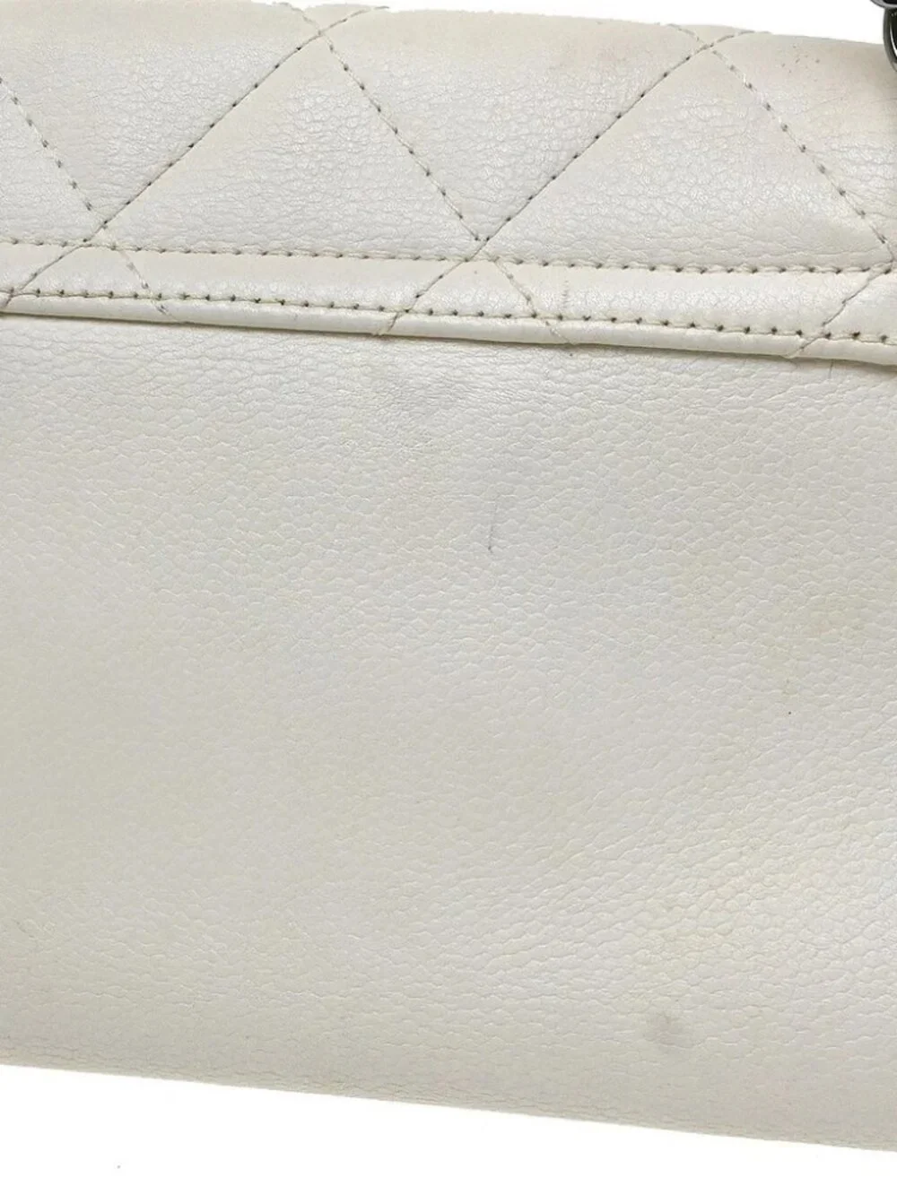 Chanel White Calfskin Accordion Flap Shoulder Bag